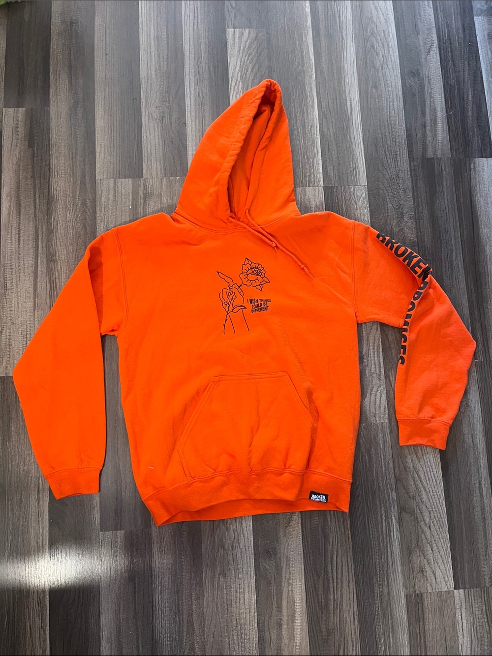 Orange Graphic Hoodie Sweatshirt - Broken Promise (Unbranded)